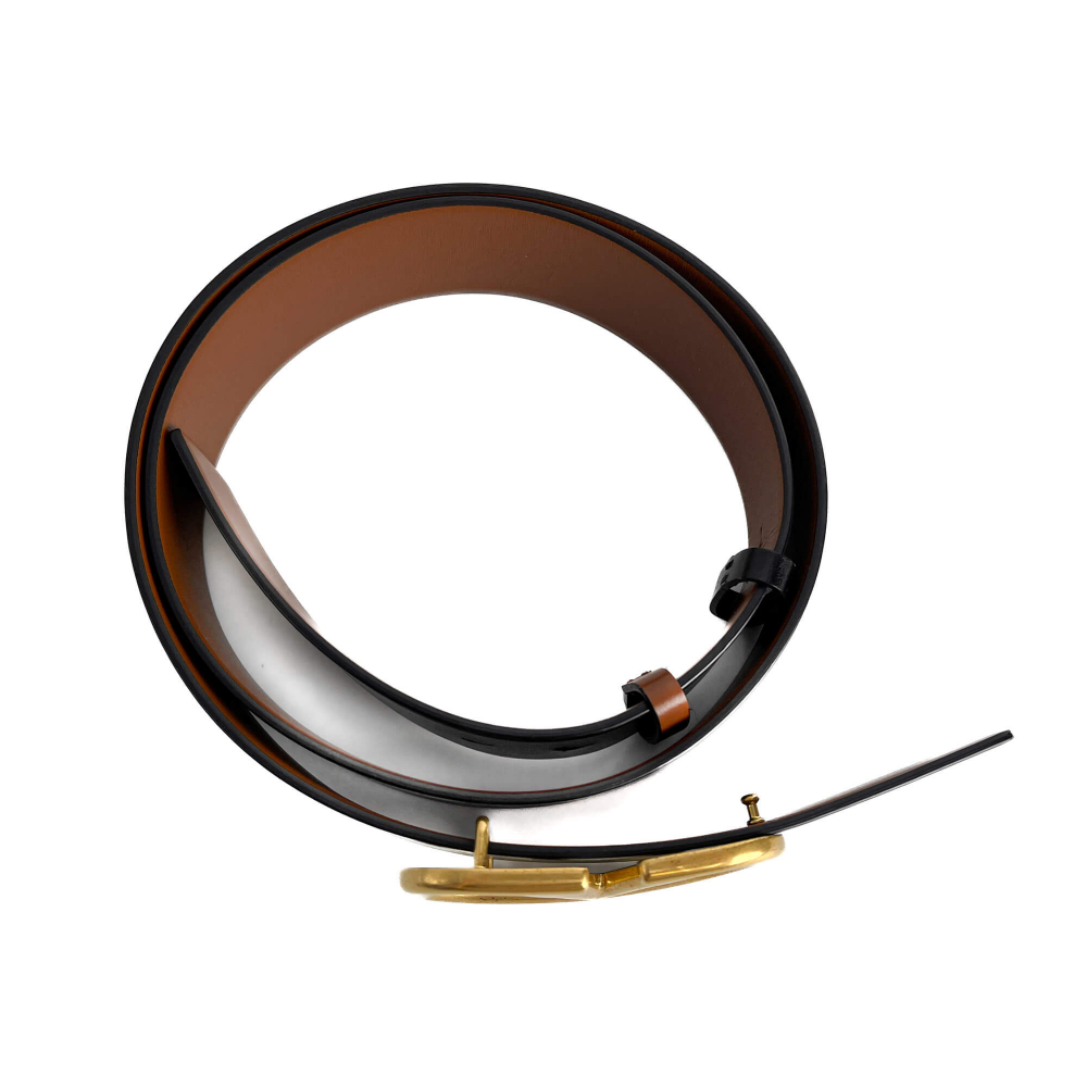 Valentino VLOGO Calfskin Leather Reversible Wide Belt 95/38 Black