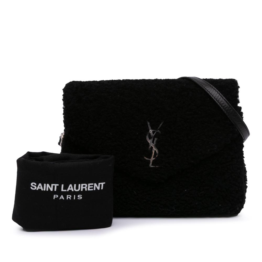 Saint Laurent B Saint Laurent Black Fur Natural Material Toy Shearling Loulou Crossbody Italy