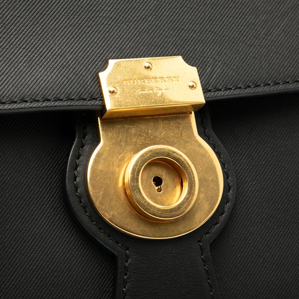 Burberry B Burberry Black Calf Leather Large Trench skin DK88 Top Handle Bag Italy