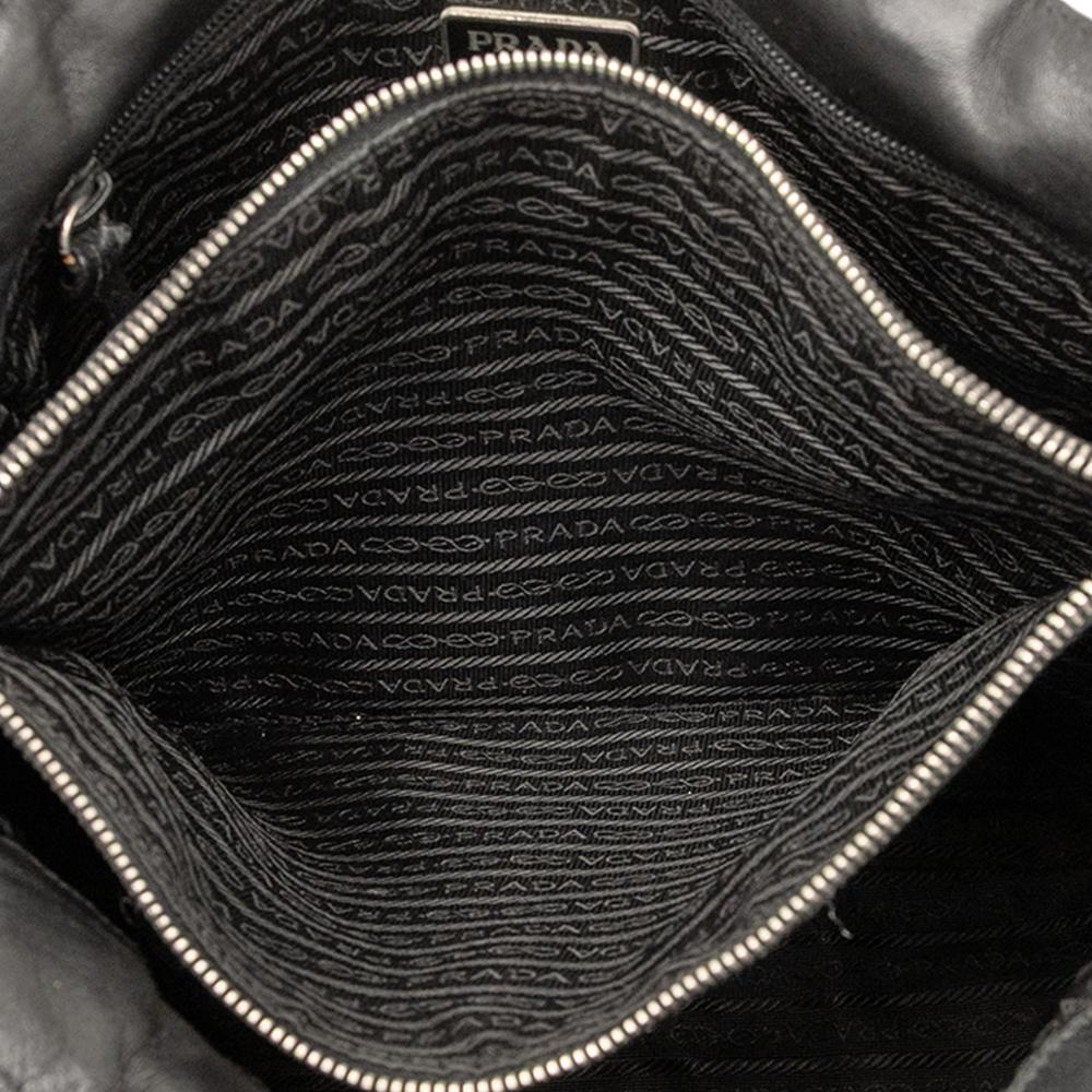 Prada B Prada Black Nylon Fabric Vitello Trimmed Tessuto Pockets Tote Italy