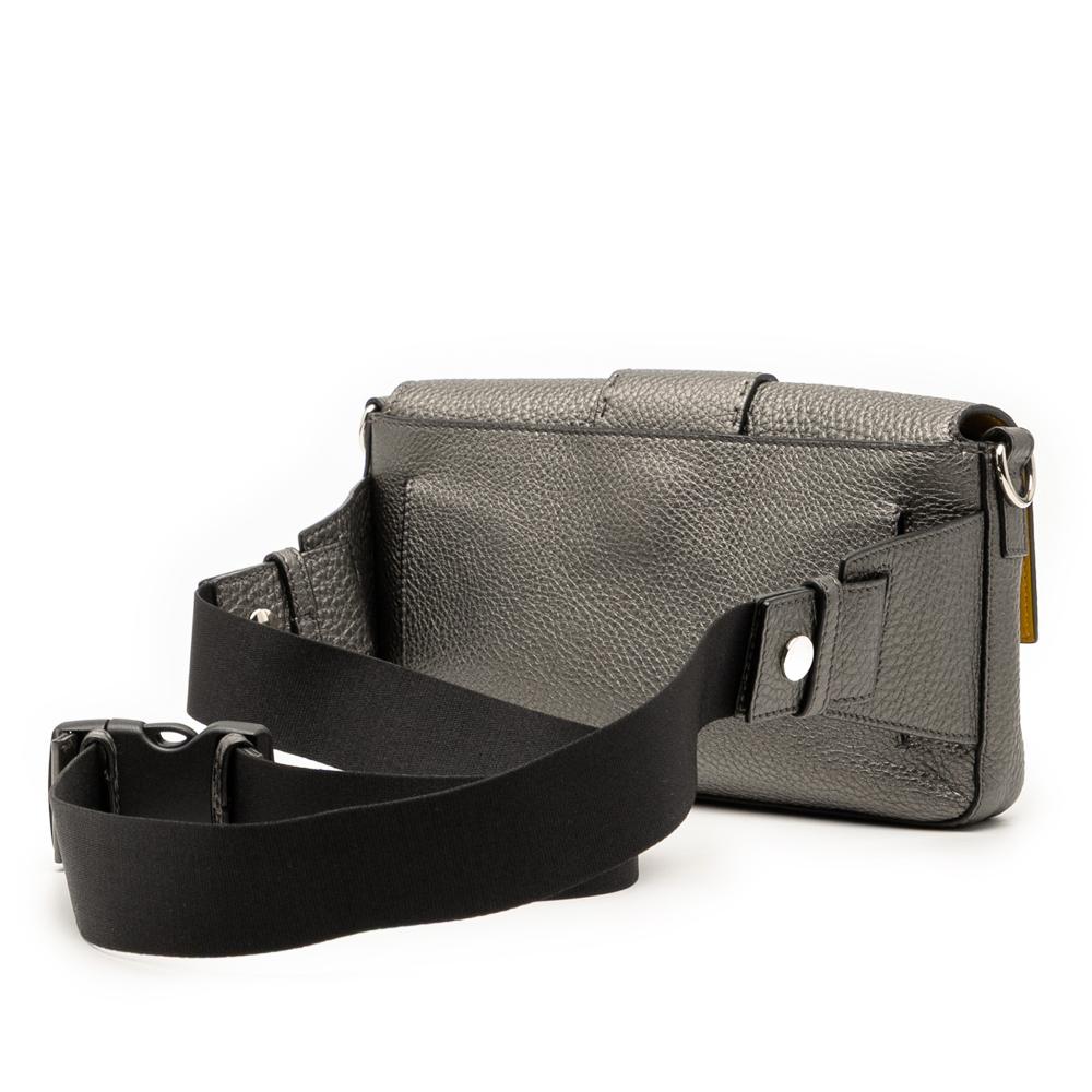 Fendi B Fendi Gray Calf Leather Selleria Convertible Baguette Satchel Italy