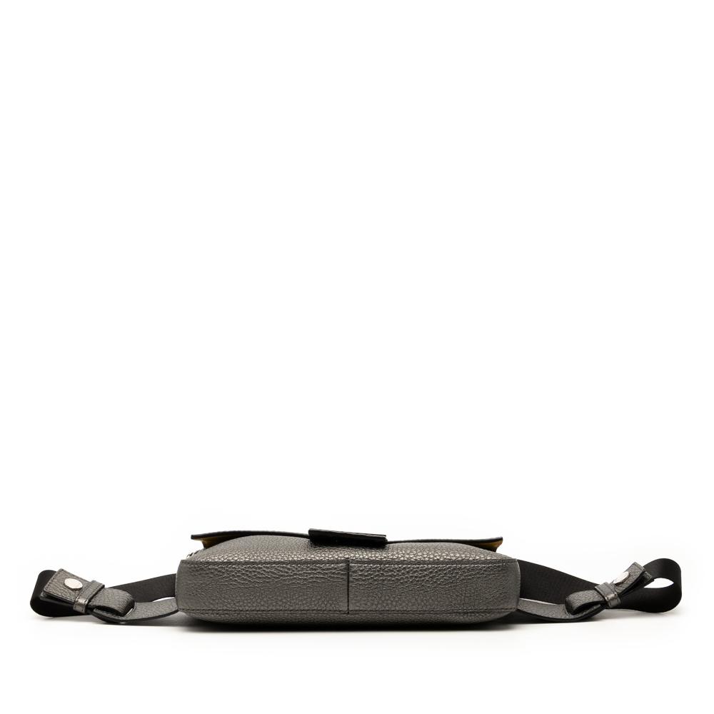 Fendi B Fendi Gray Calf Leather Selleria Convertible Baguette Satchel Italy