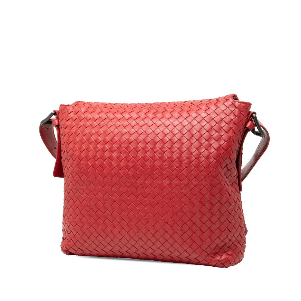 Bottega Veneta B Bottega Veneta Red Nappa Leather Leather Nappa Intrecciato Flap Crossbody Italy