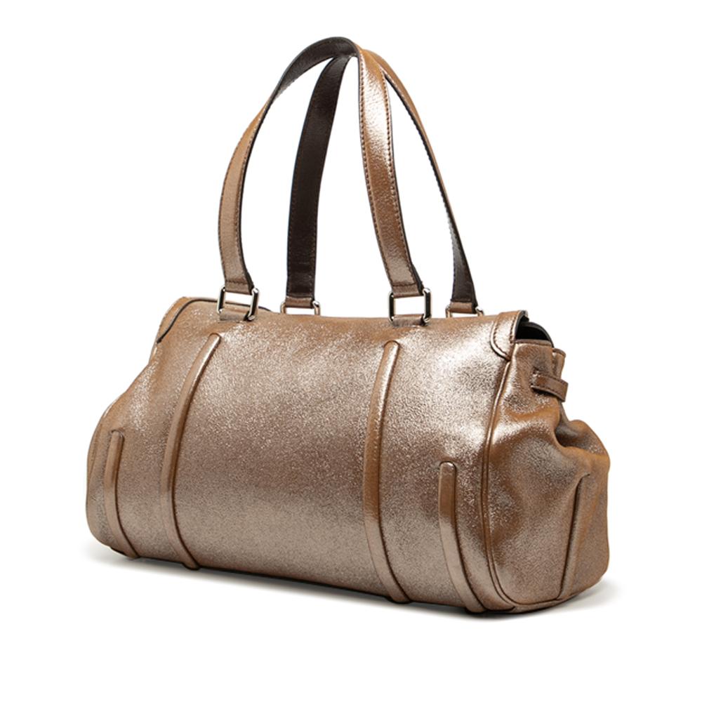 Celine B Celine Brown Calf Leather Shimmer Front Flap Shoulder Bag Italy