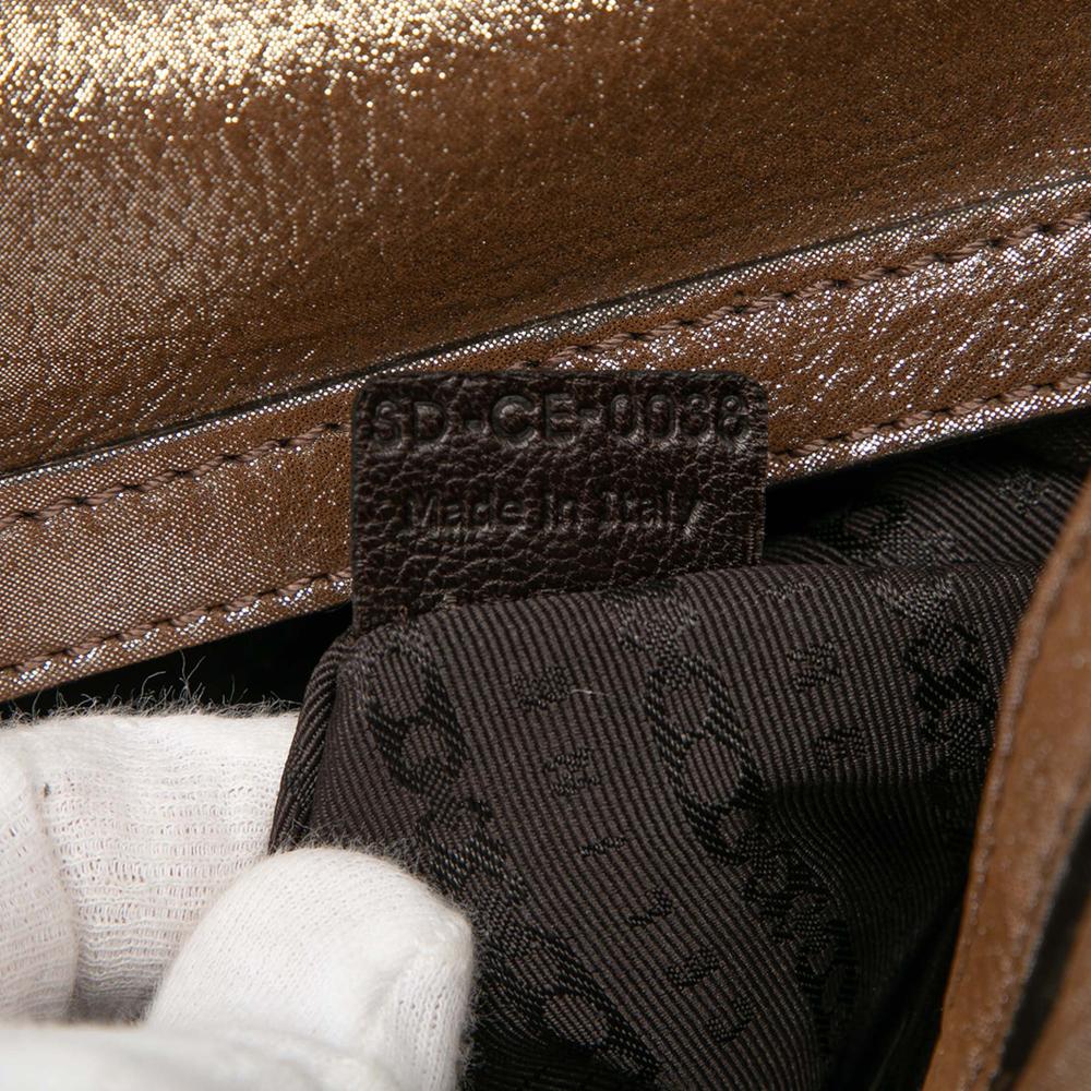 Celine B Celine Brown Calf Leather Shimmer Front Flap Shoulder Bag Italy