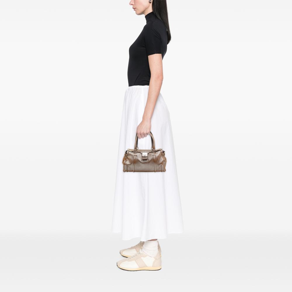 Celine B Celine Brown Calf Leather Shimmer Front Flap Shoulder Bag Italy