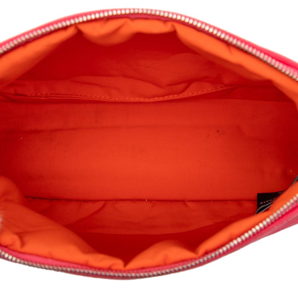 Hermès AB Hermès Pink Dark Pink Cotton Fabric Toile Bolide Trousse De Voyage Pouch PM France