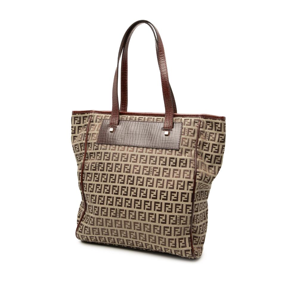 Fendi B Fendi Brown Canvas Fabric Zucchino Tote Italy
