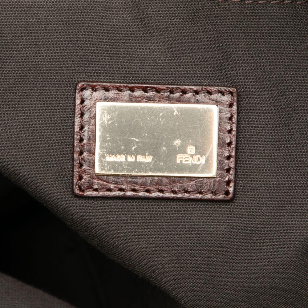 Fendi B Fendi Brown Canvas Fabric Zucchino Tote Italy