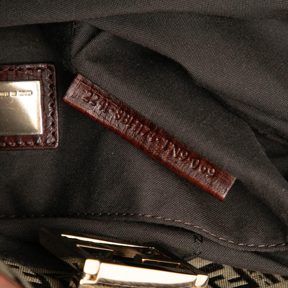 Fendi B Fendi Brown Canvas Fabric Zucchino Tote Italy