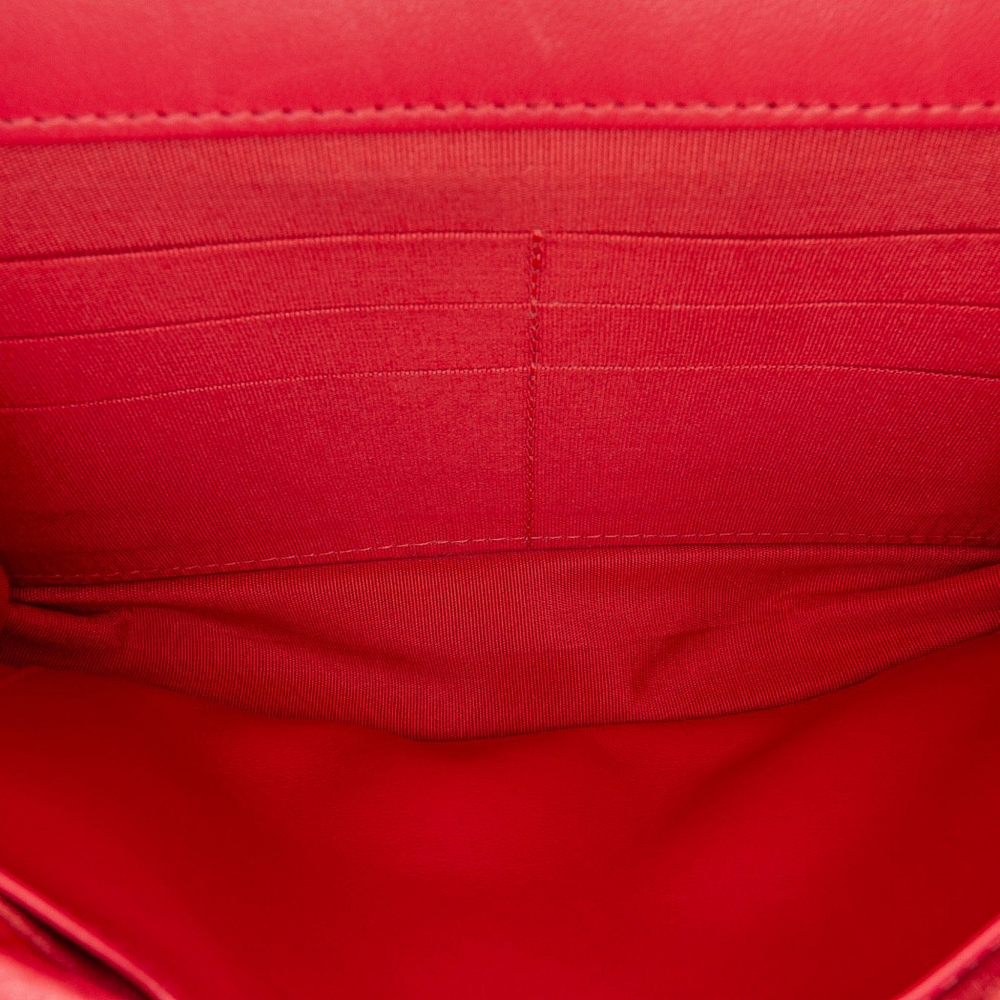 Chanel Boy Caviar Leather Quilted Wallet on Chain Crossbody Red