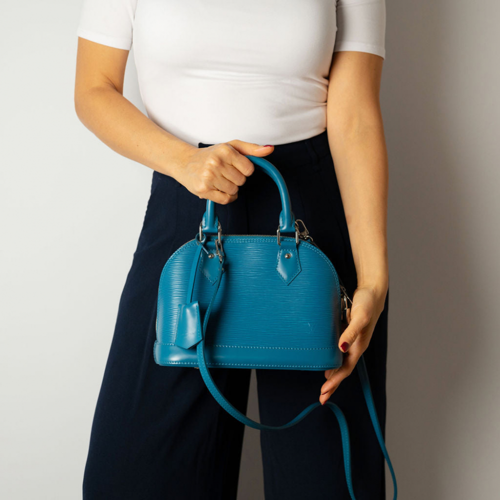 Louis Vuitton Alma BB Epi Leather Top-handle Handbag Blue