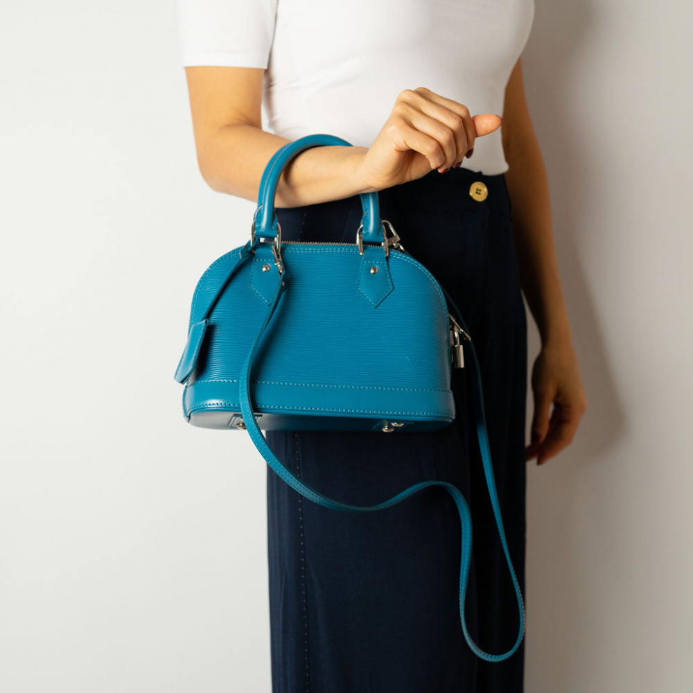Louis Vuitton Alma BB Epi Leather Top-handle Handbag Blue