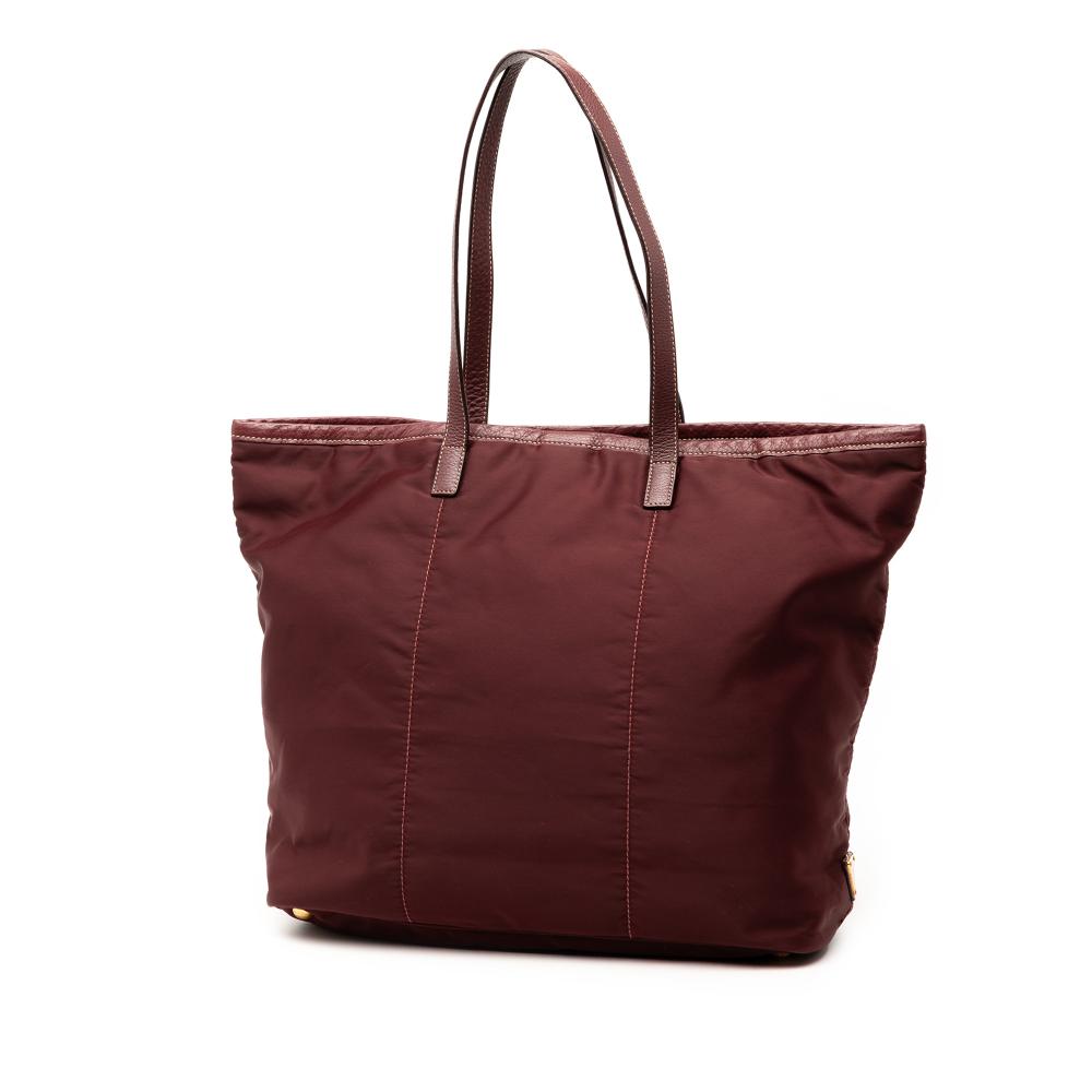 Prada B Prada Red Burgundy Nylon Fabric Tessuto Canapa Logo Tote Italy