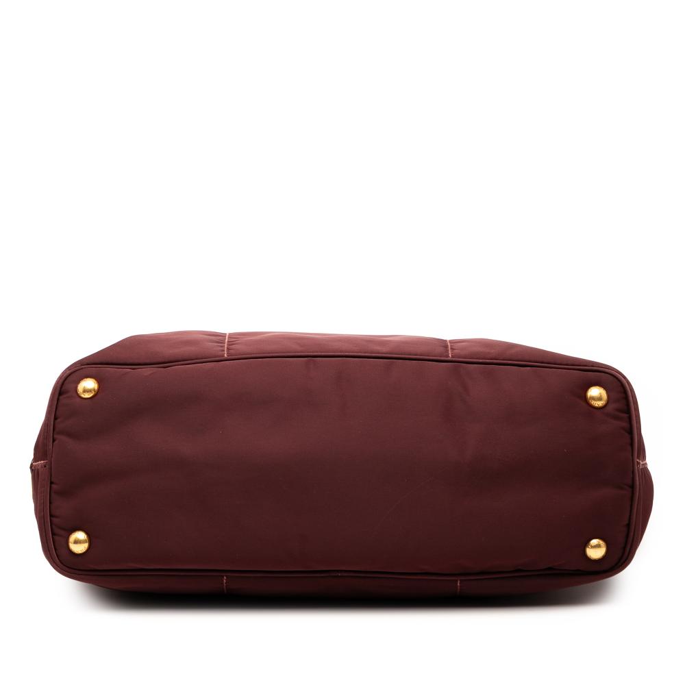 Prada B Prada Red Burgundy Nylon Fabric Tessuto Canapa Logo Tote Italy