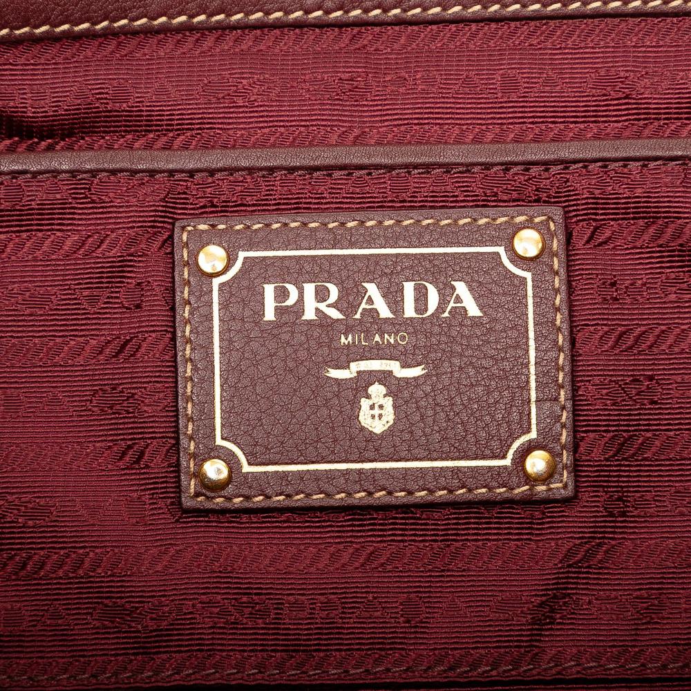 Prada B Prada Red Burgundy Nylon Fabric Tessuto Canapa Logo Tote Italy