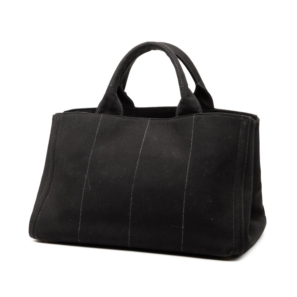 Prada B Prada Black Canvas Fabric Canapa Bijoux Satchel Italy