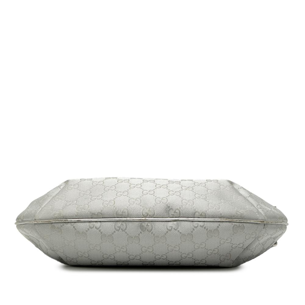 Gucci B Gucci Silver Coated Canvas Fabric GG Imprime Web Crossbody Italy