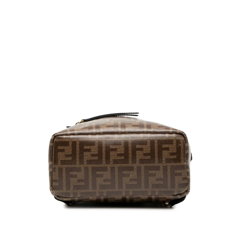 Fendi B Fendi Brown Coated Canvas Fabric Zucca FF 1974 Backpack Italy