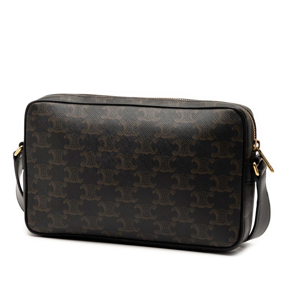 Celine AB Celine Brown Dark Brown Coated Canvas Fabric Medium Triomphe Logo Crossbody Italy