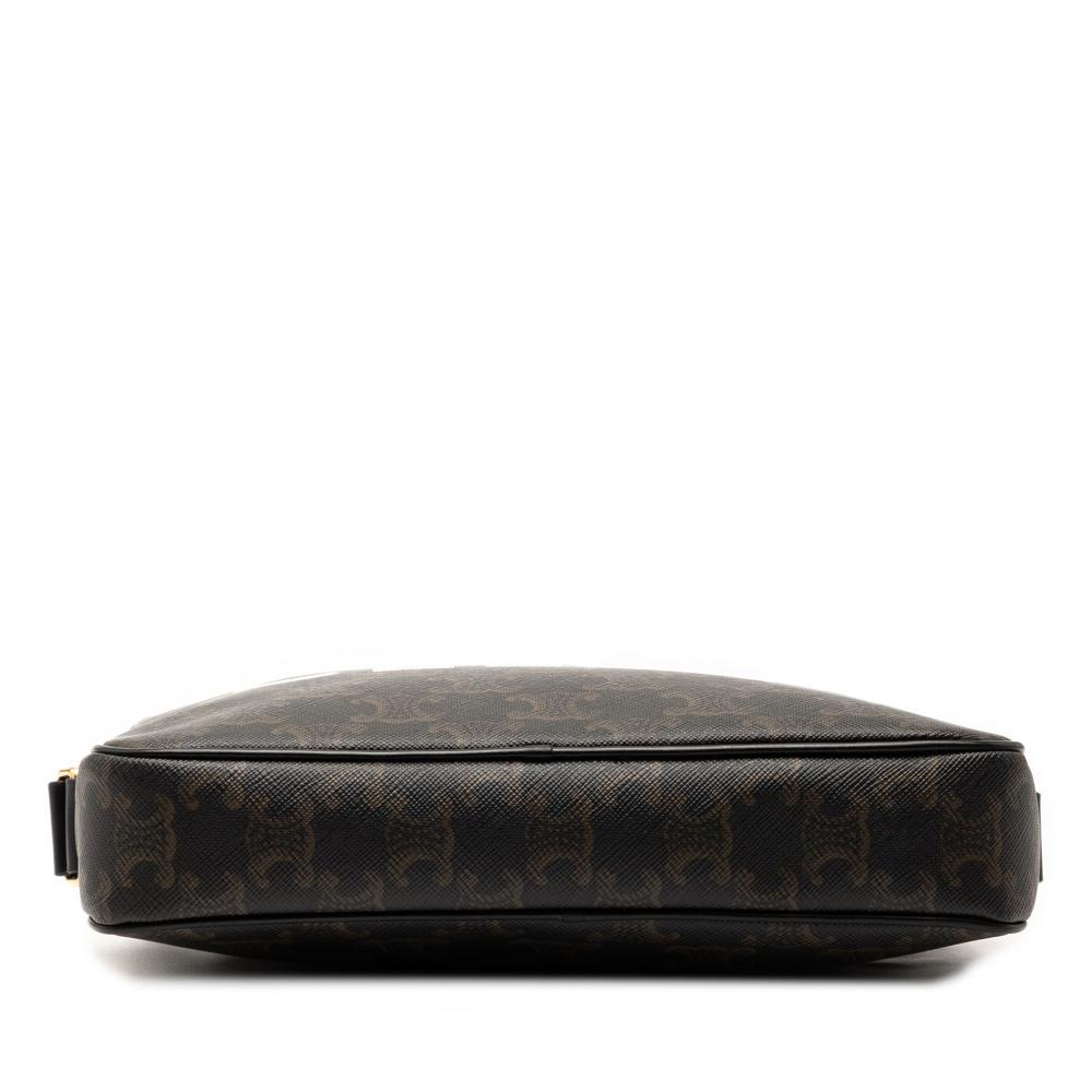 Celine AB Celine Brown Dark Brown Coated Canvas Fabric Medium Triomphe Logo Crossbody Italy