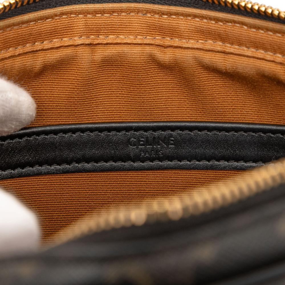 Celine AB Celine Brown Dark Brown Coated Canvas Fabric Medium Triomphe Logo Crossbody Italy