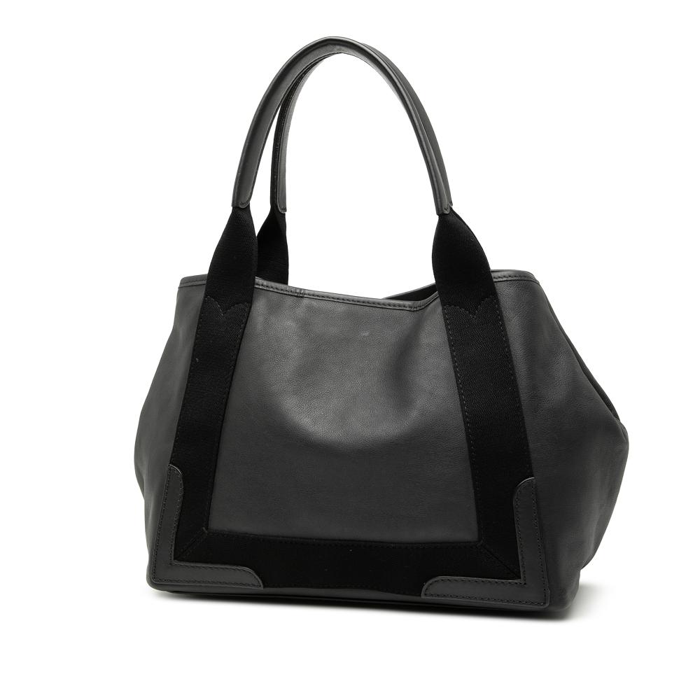 Balenciaga B Balenciaga Black Calf Leather skin Perforated Navy Cabas Tote S Italy