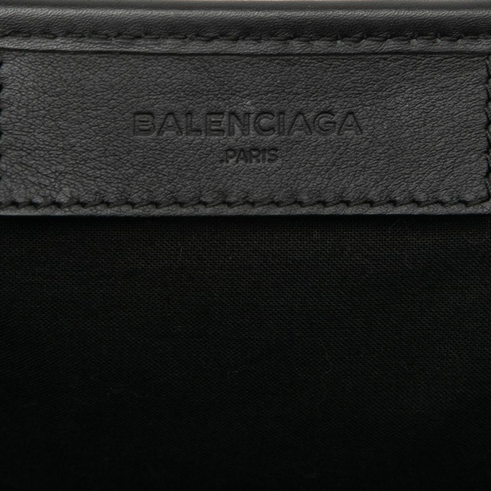 Balenciaga B Balenciaga Black Calf Leather skin Perforated Navy Cabas Tote S Italy