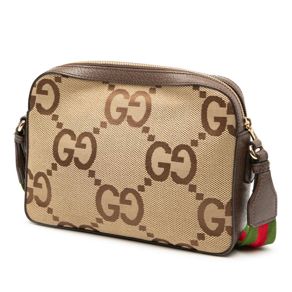 Gucci AB Gucci Brown Beige Canvas Fabric Jumbo GG Web Crossbody Italy