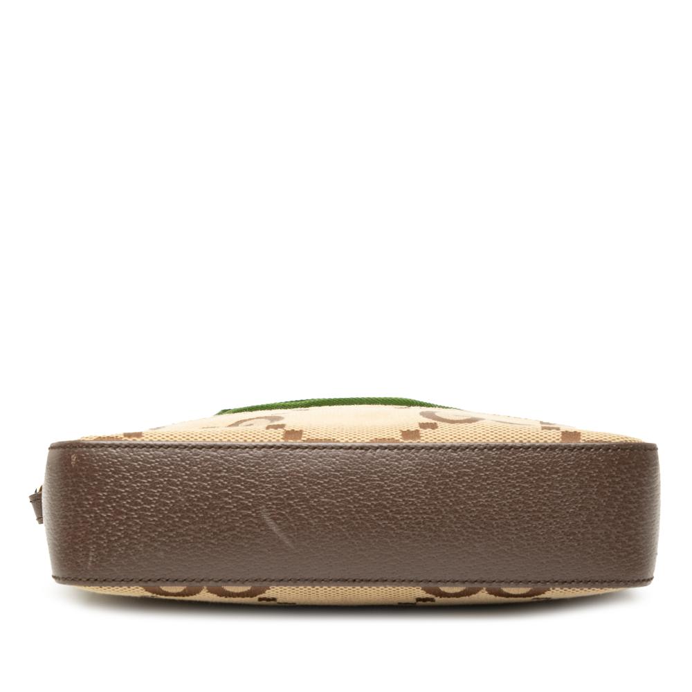 Gucci AB Gucci Brown Beige Canvas Fabric Jumbo GG Web Crossbody Italy