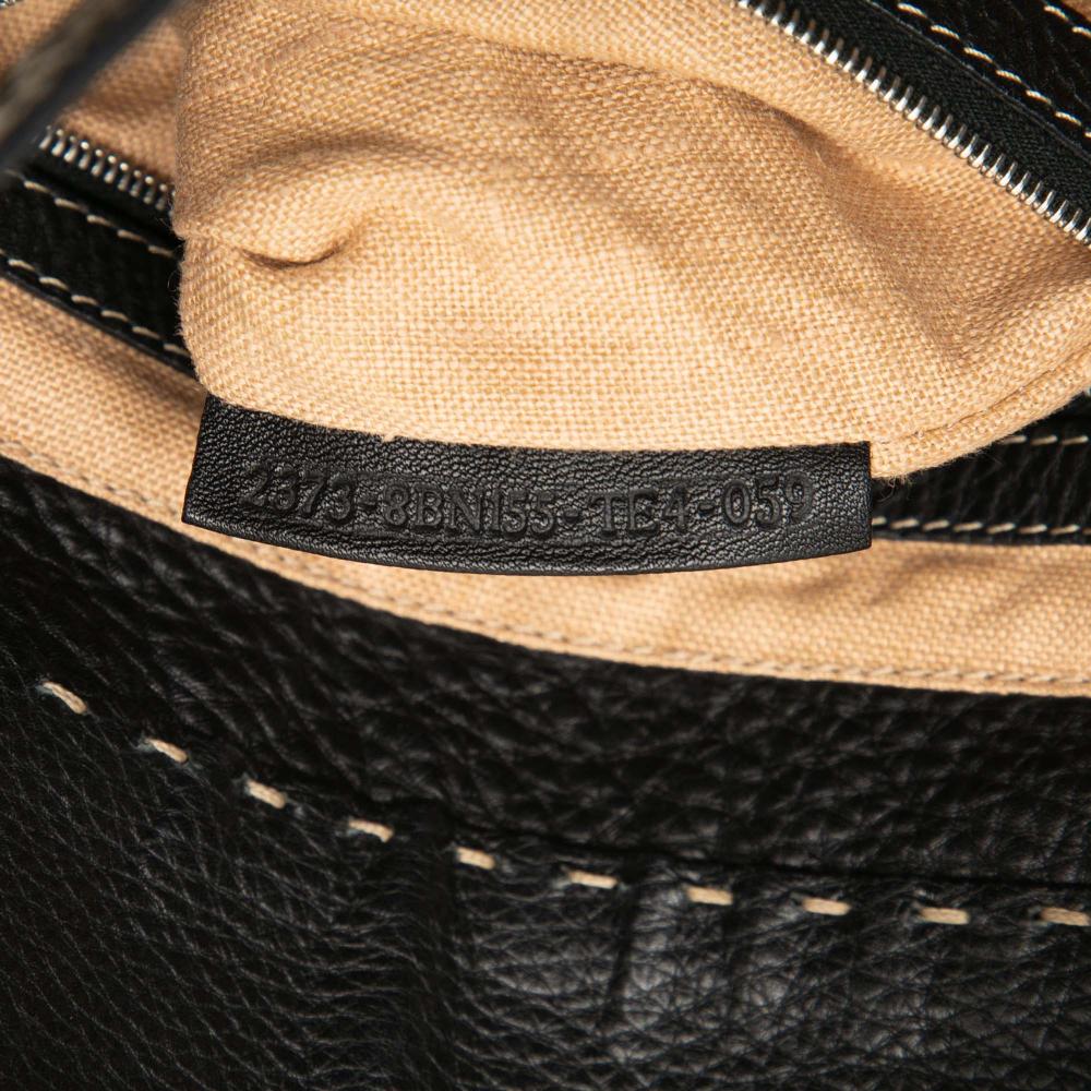 Fendi B Fendi Black Calf Leather Selleria Grand Borghese Handbag Italy