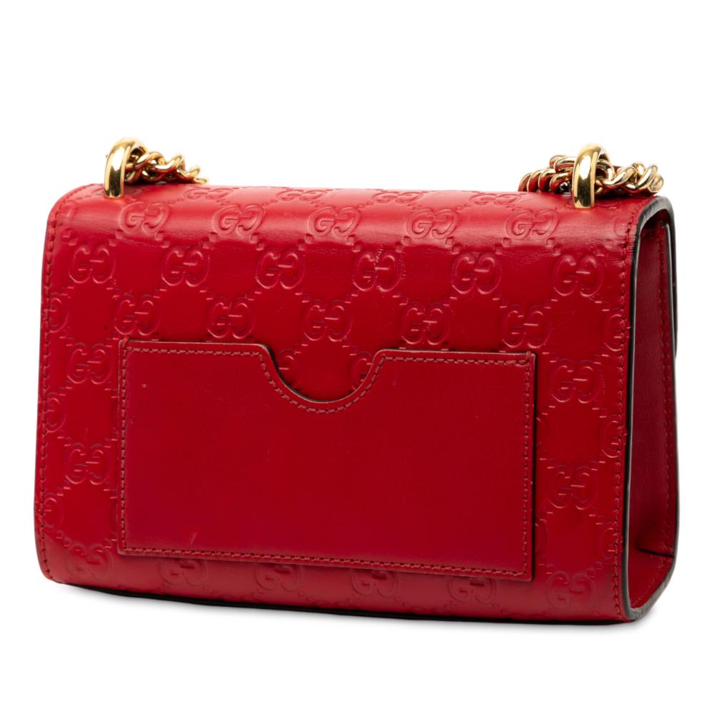 Gucci B Gucci Red Calf Leather Small Guccissima Padlock Crossbody Italy