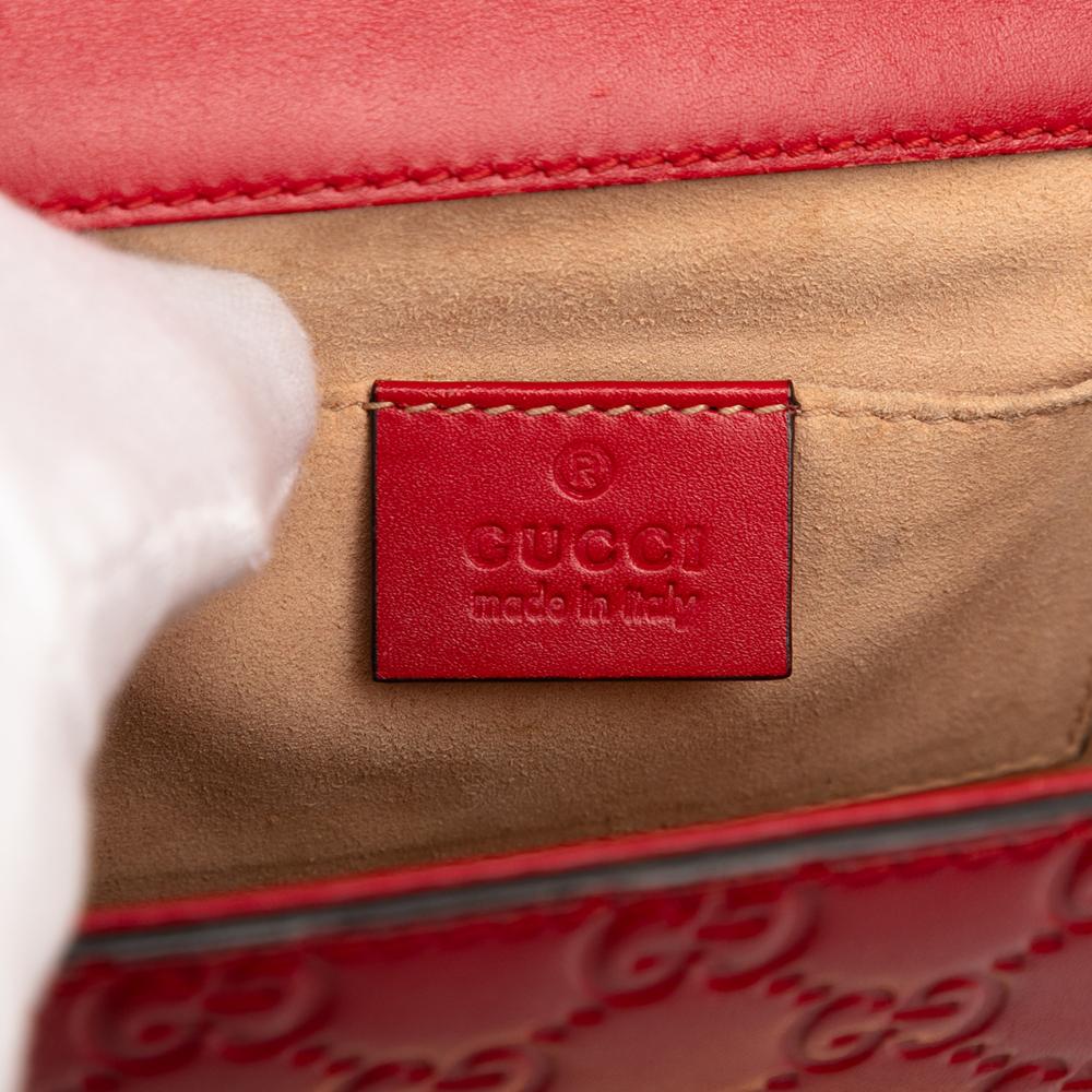 Gucci B Gucci Red Calf Leather Small Guccissima Padlock Crossbody Italy