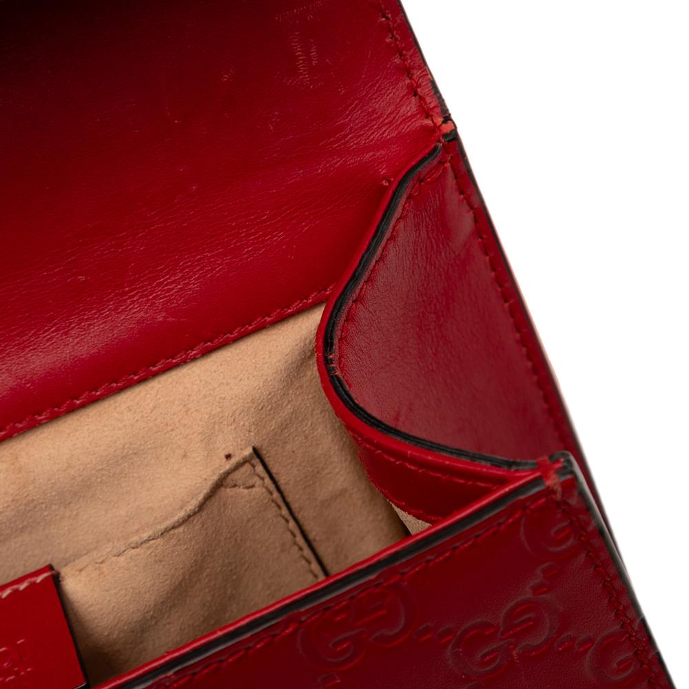 Gucci B Gucci Red Calf Leather Small Guccissima Padlock Crossbody Italy