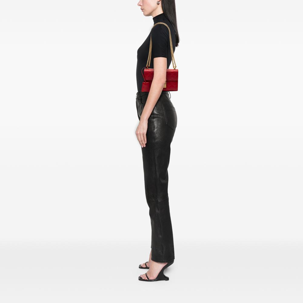 Gucci B Gucci Red Calf Leather Small Guccissima Padlock Crossbody Italy