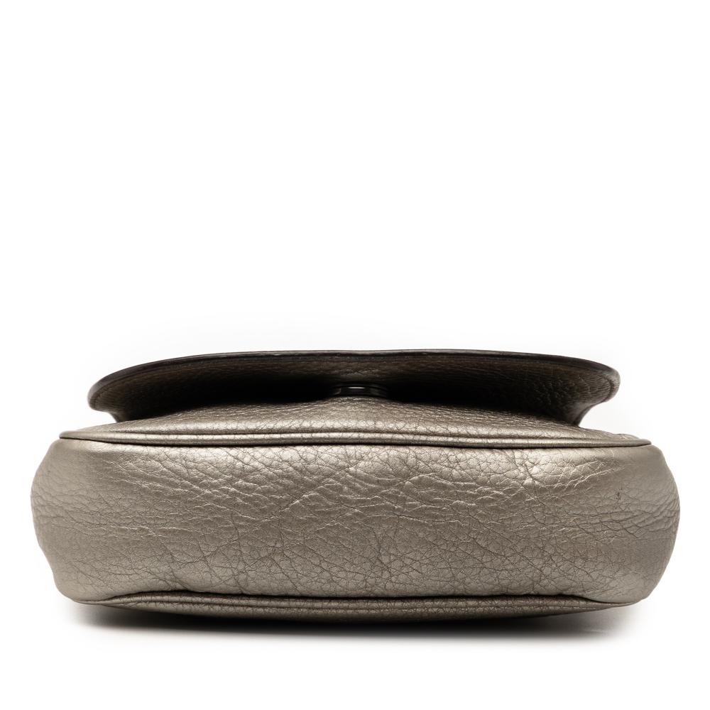 Gucci B Gucci Gold Calf Leather Small Metallic Soho Chain Flap Crossbody Italy