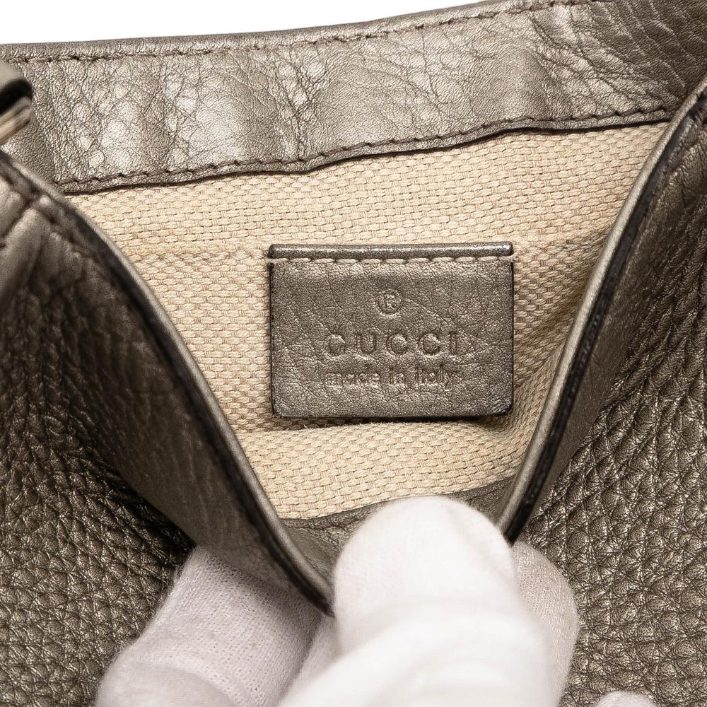 Gucci B Gucci Gold Calf Leather Small Metallic Soho Chain Flap Crossbody Italy