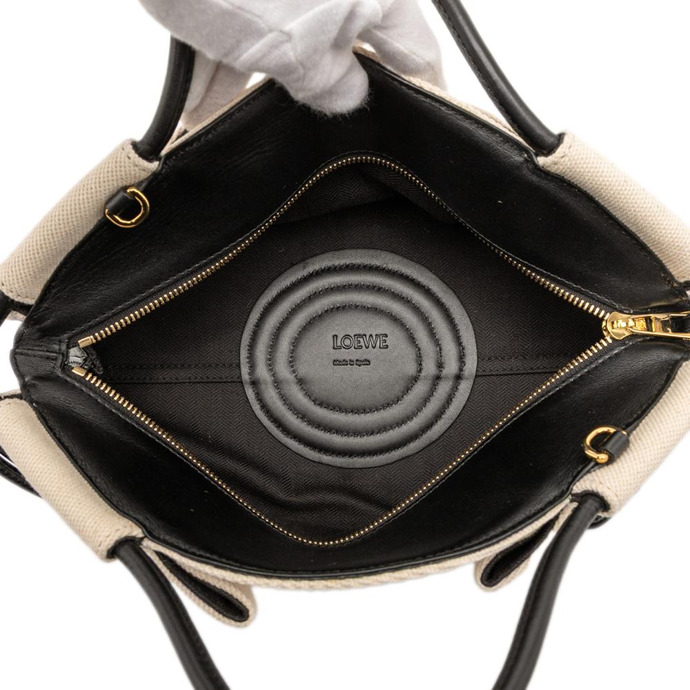 Loewe AB LOEWE Brown Beige Calf Leather Small Shiny skin and Canvas Paseo Satchel Spain