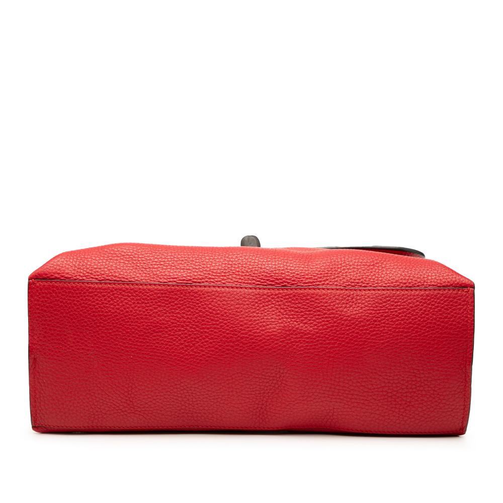 Gucci B Gucci Red Calf Leather Medium Bamboo Daily Satchel Italy