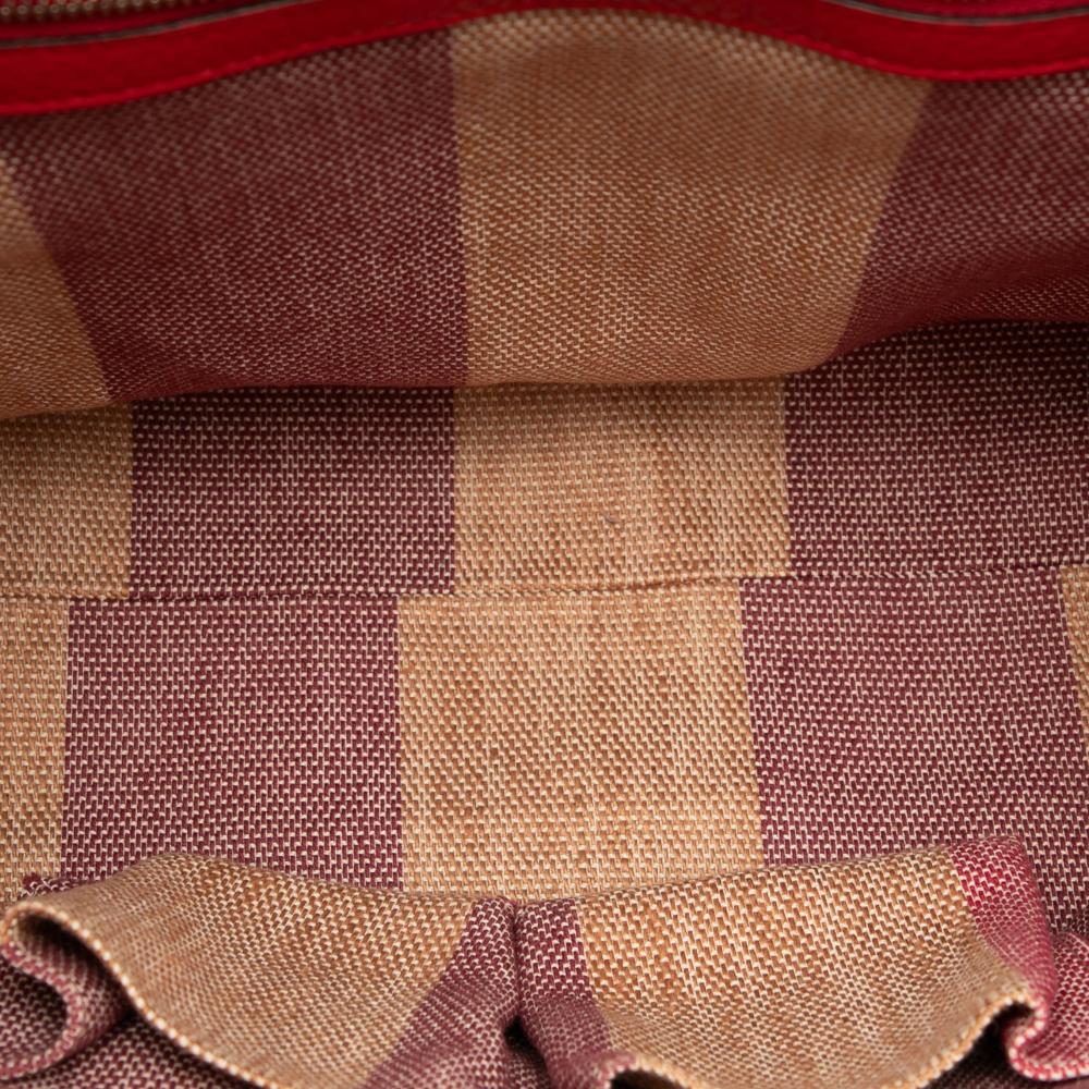 Gucci B Gucci Red Calf Leather Medium Bamboo Daily Satchel Italy