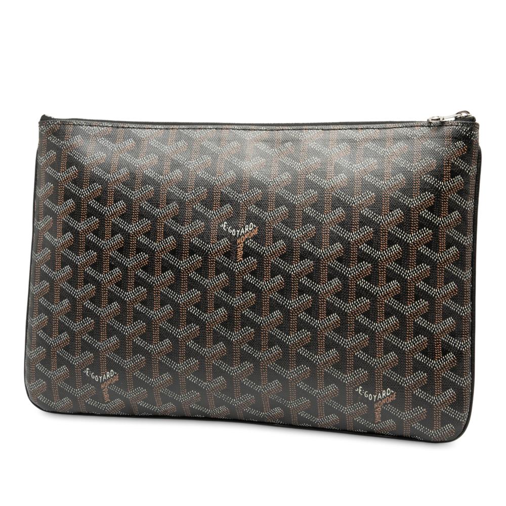 Goyard AB Goyard Black Coated Canvas Fabric Goyardine Senat MM France