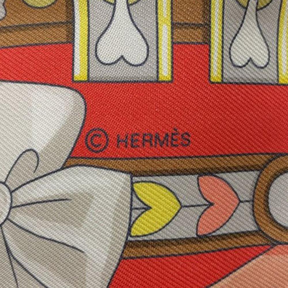 Hermès A Hermès Red with Multi Silk Fabric Harnais De Cour Twilly Scarf France