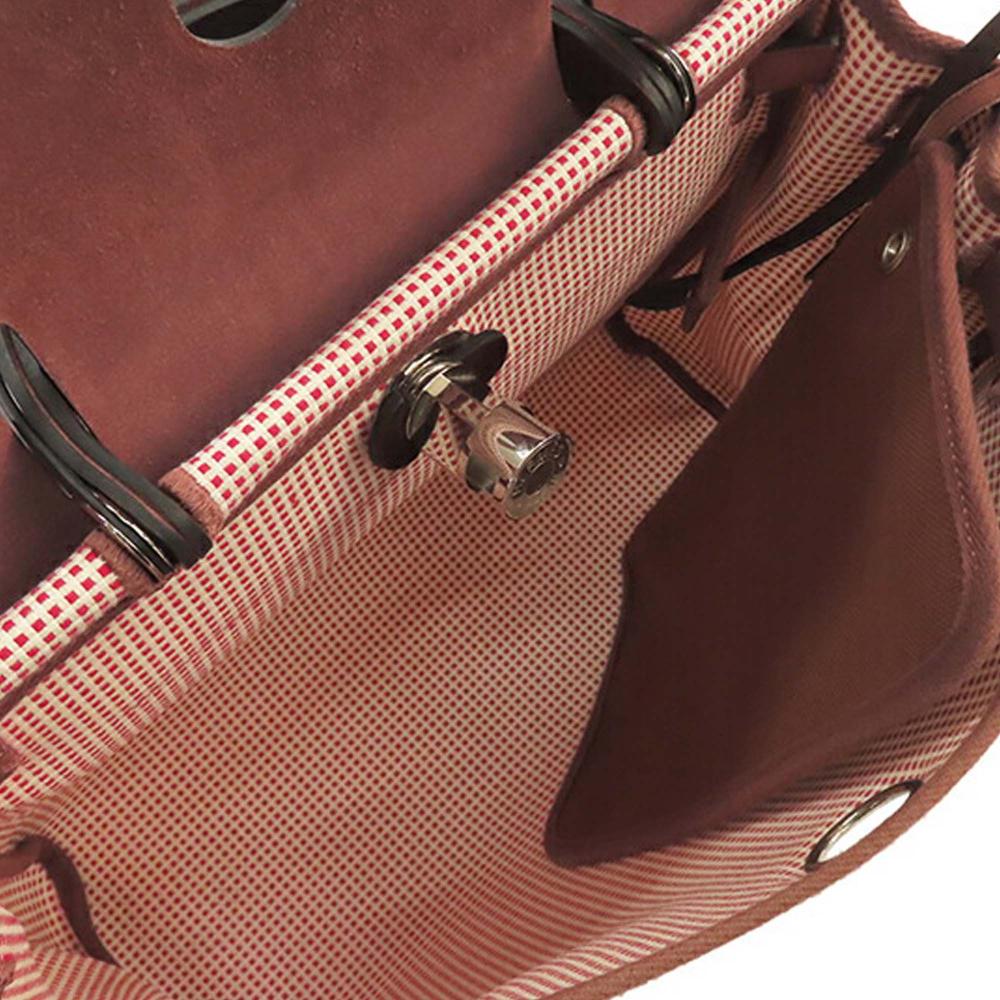 Hermès AB Hermès Red Canvas Fabric Toile Criss Viking Vache Hunter Herbag Zip 31 France