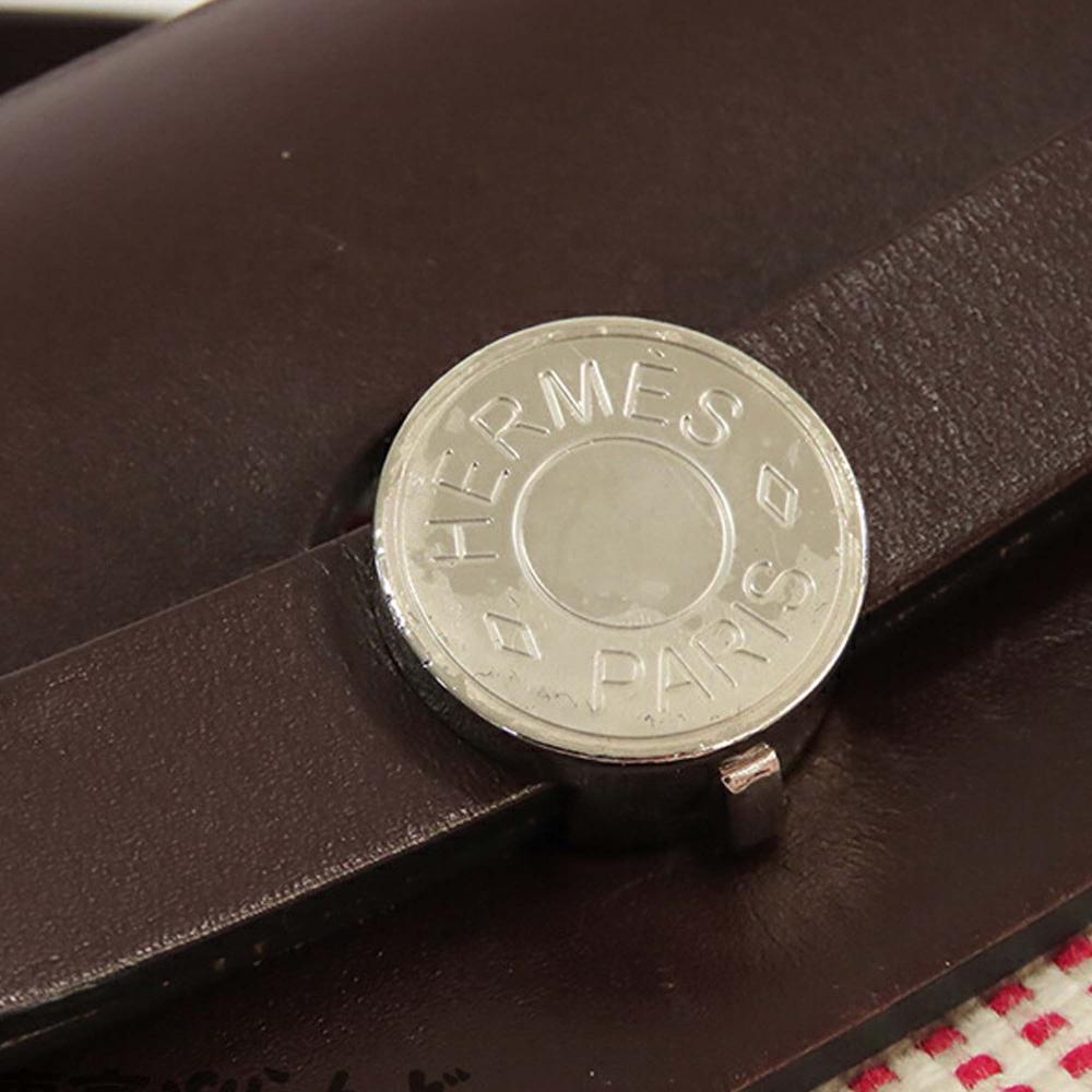 Hermès AB Hermès Red Canvas Fabric Toile Criss Viking Vache Hunter Herbag Zip 31 France