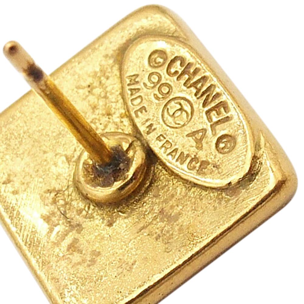 Chanel B Chanel Gold Gold Plated Metal Logo Bullet Back Earrings France