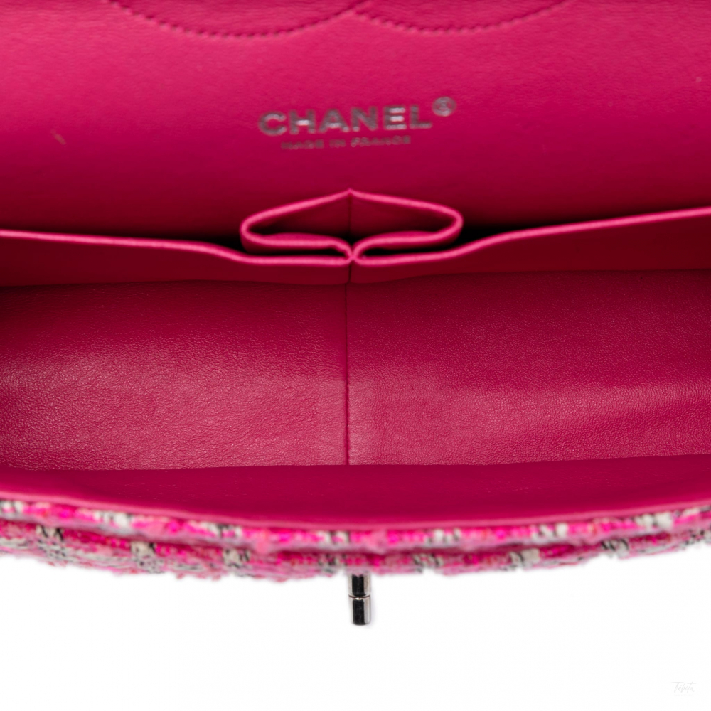 Chanel Classic Double Flap Jumbo Tweed Handbag Pink