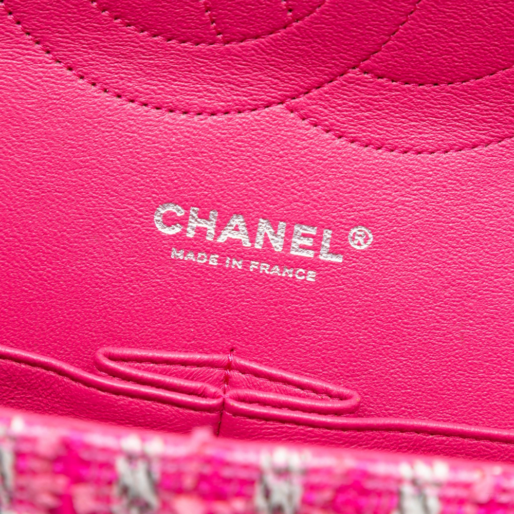 Chanel Classic Double Flap Jumbo Tweed Handbag Pink