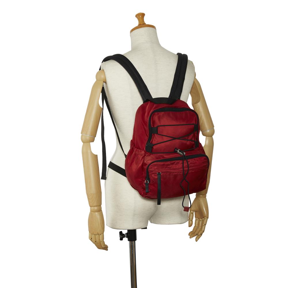 Prada B Prada Red Nylon Fabric Tessuto Backpack Italy