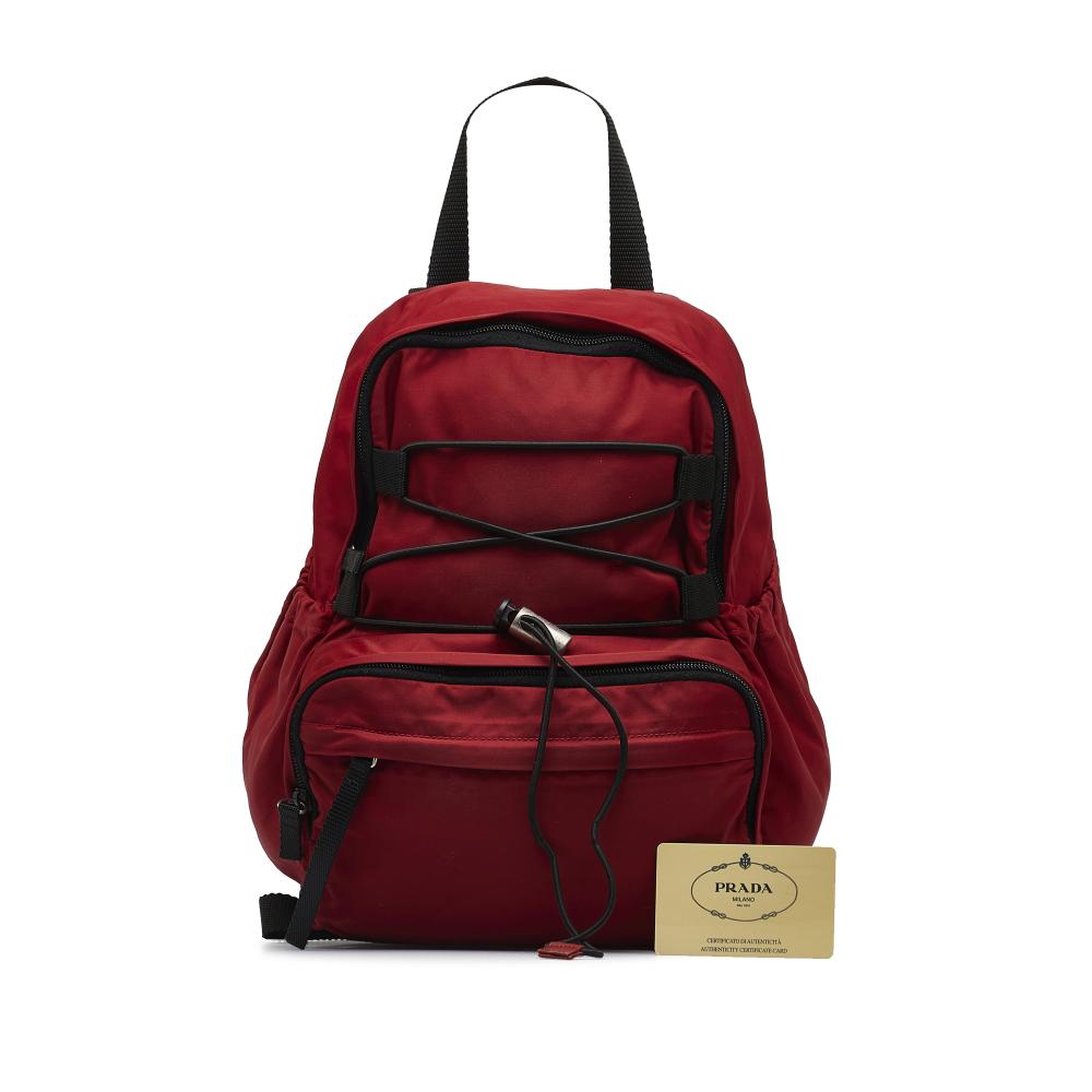 Prada B Prada Red Nylon Fabric Tessuto Backpack Italy
