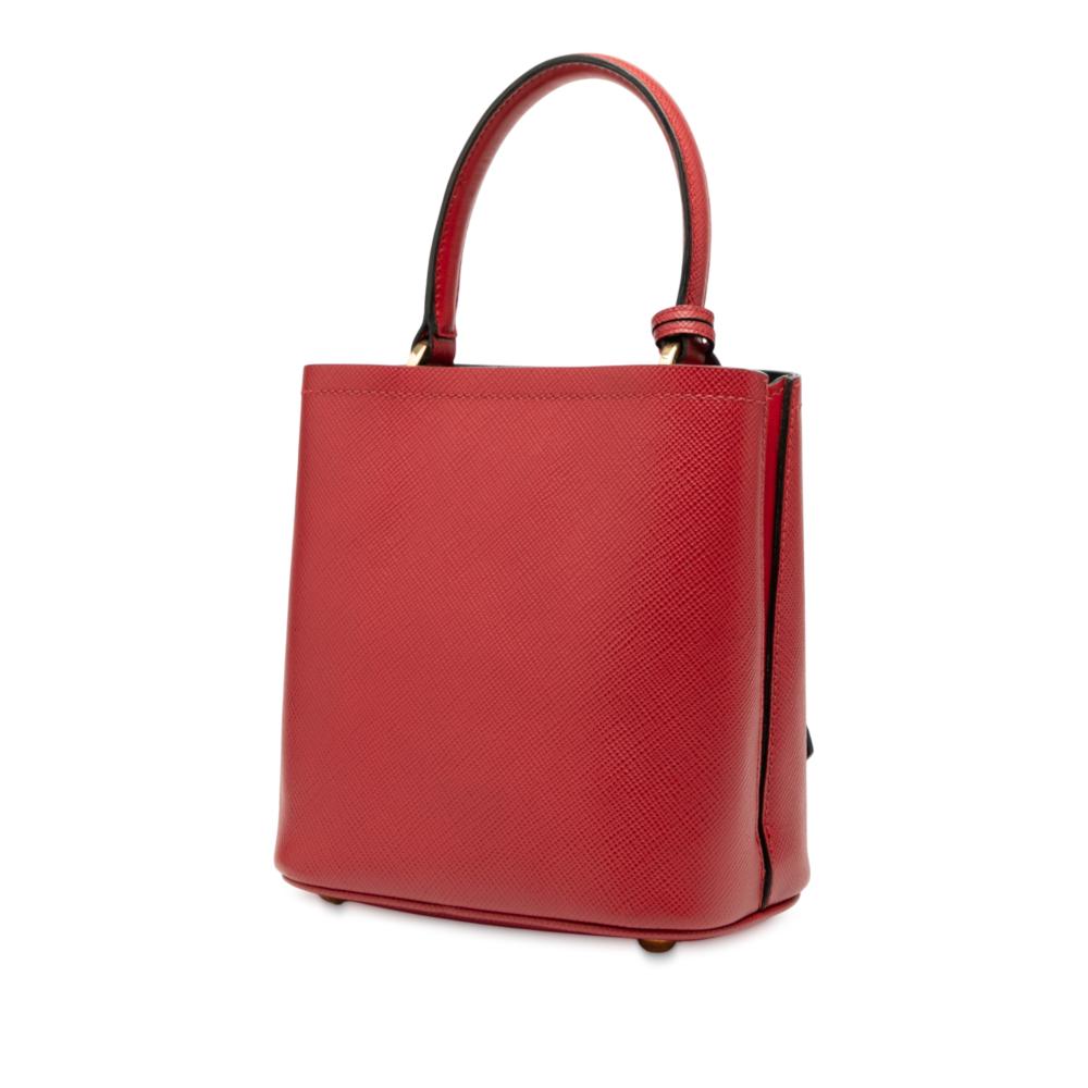 Prada B Prada Red Saffiano Leather Small Embellished Cuir Panier Satchel Italy